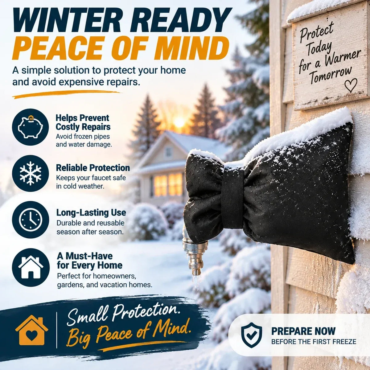 ❄️ Outdoor Faucet Cover | Winter Freeze Protection Insulated Spigot Protector