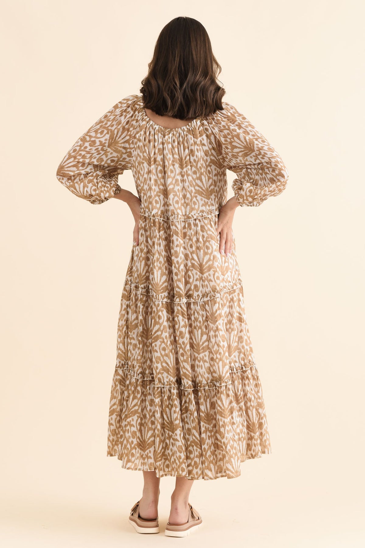 Grenadine Taupe Motif Cotton Dress