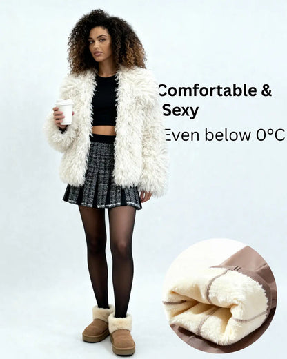 Fleece-Lined Sheer-Look Tights