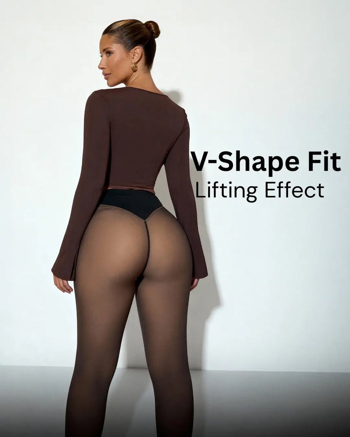 Fleece-Lined Sheer-Look Tights