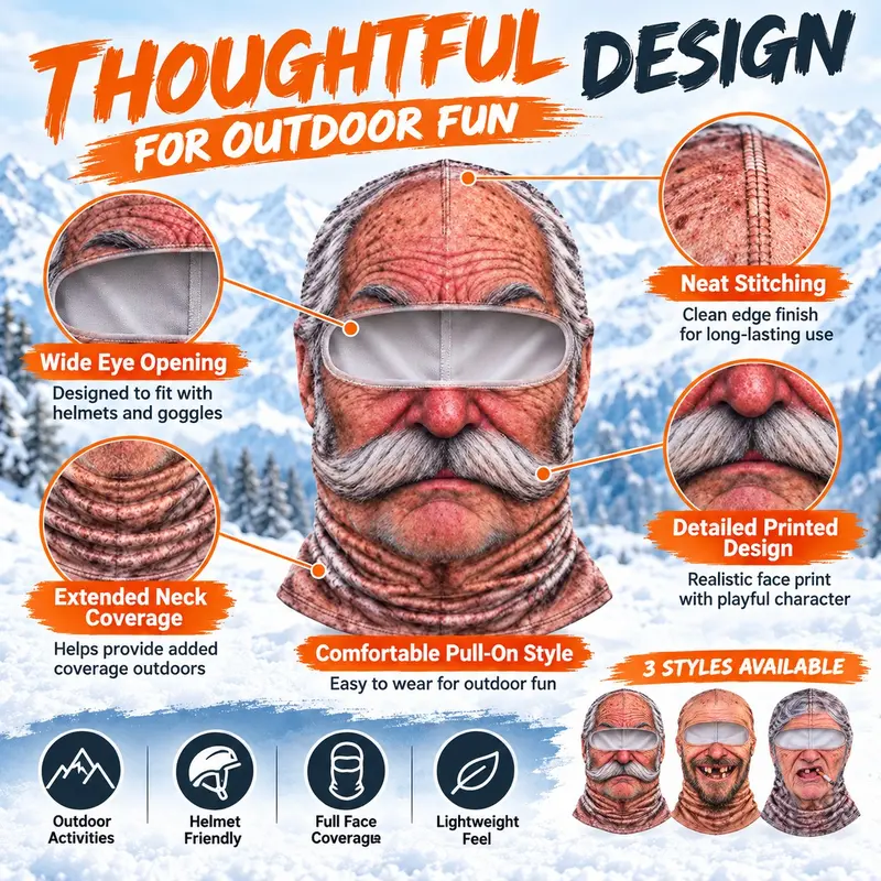 Funny 3D Face Ski Mask