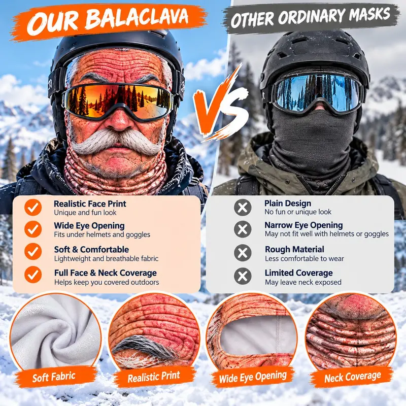Funny 3D Face Ski Mask