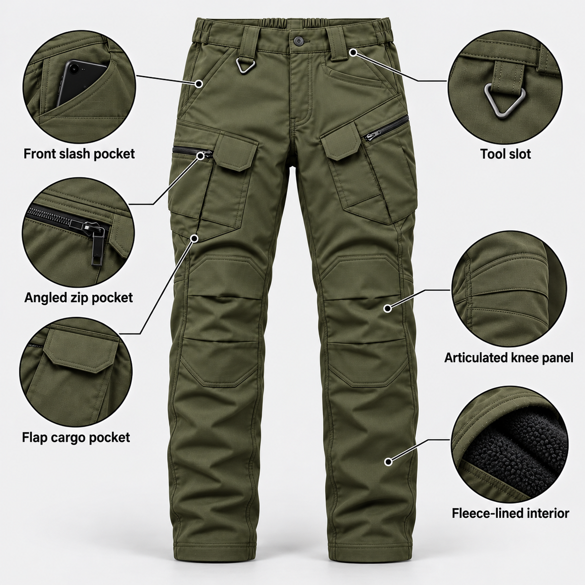 Men’s Fleece-Lined Cargo Work Pants