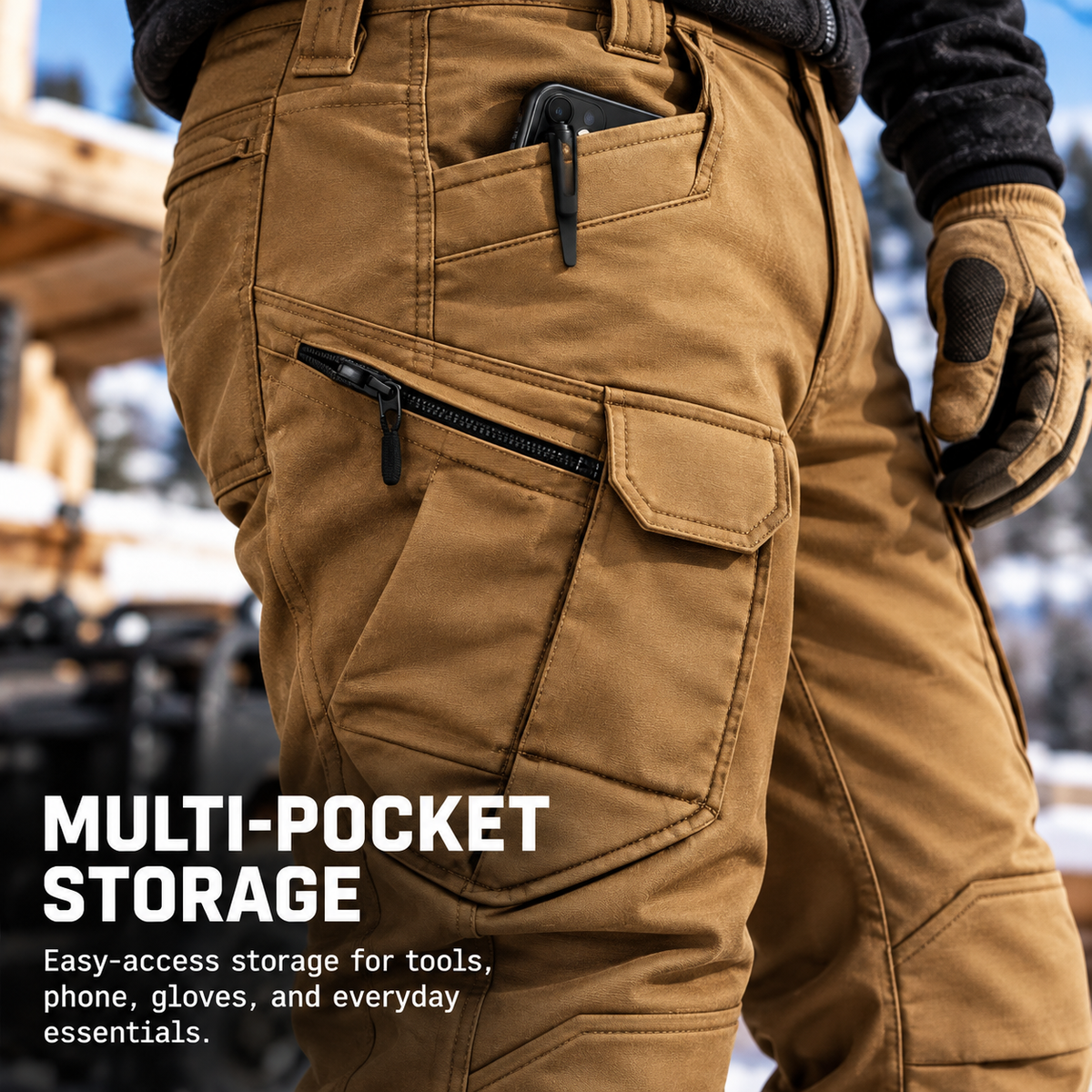 Men’s Fleece-Lined Cargo Work Pants