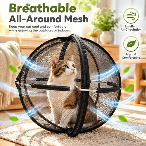 🐾✨ Portable Outdoor Cat Enclosure Mesh Ball Cat Cage– The Ultimate Safe Play & Travel Tent! 🌳🚗