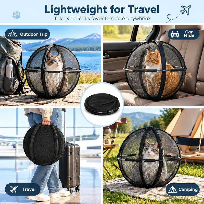 🐾✨ Portable Outdoor Cat Enclosure Mesh Ball Cat Cage– The Ultimate Safe Play & Travel Tent! 🌳🚗