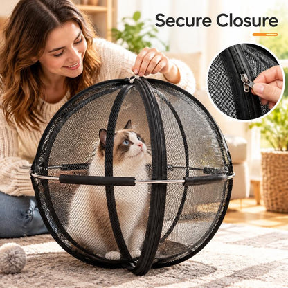 🐾✨ Portable Outdoor Cat Enclosure Mesh Ball Cat Cage– The Ultimate Safe Play & Travel Tent! 🌳🚗