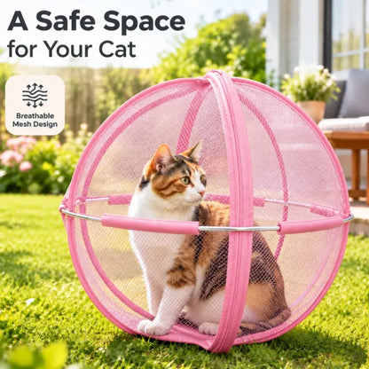 🐾✨ Portable Outdoor Cat Enclosure Mesh Ball Cat Cage– The Ultimate Safe Play & Travel Tent! 🌳🚗