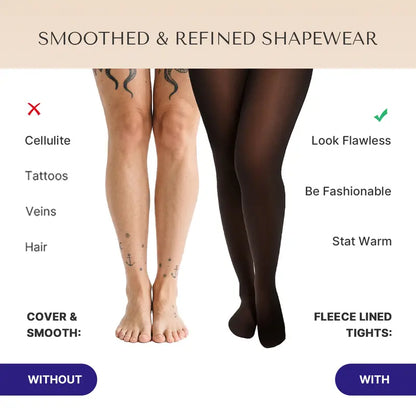 Seamless Full Body Shaper with Fleece Lined Fake Translucent Tights