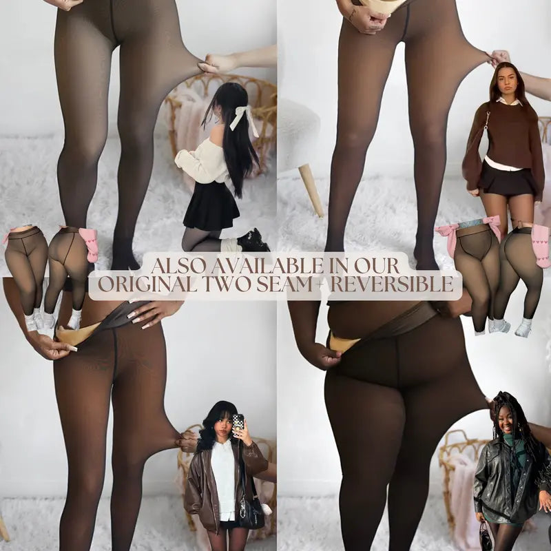 Fleece-Lined Sheer-Look Tights