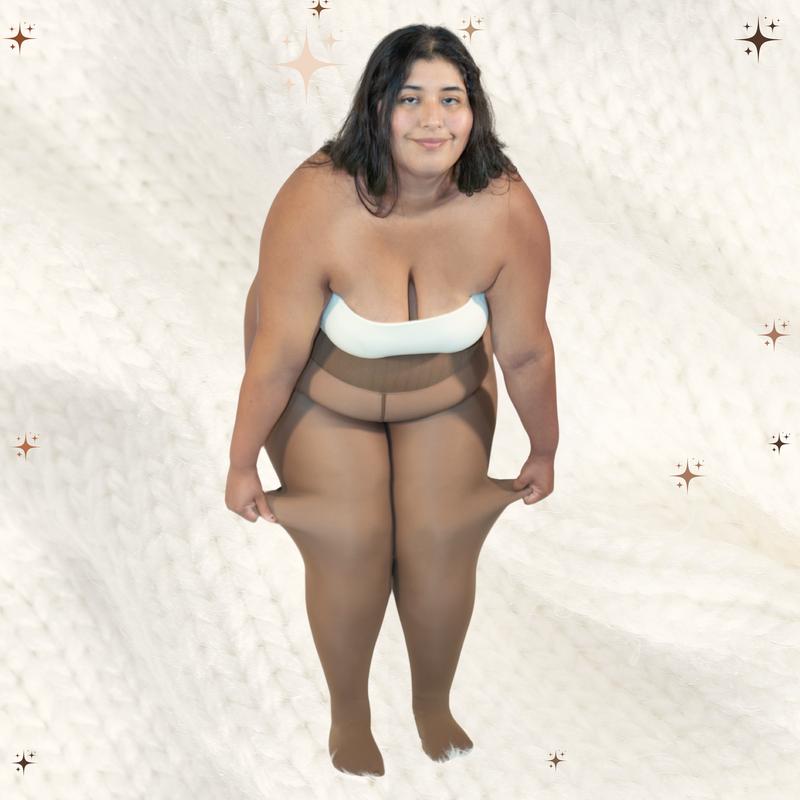 Fleece-Lined Sheer-Look Tights