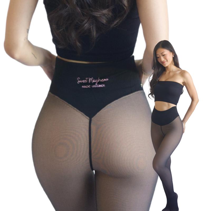 Fleece-Lined Sheer-Look Tights