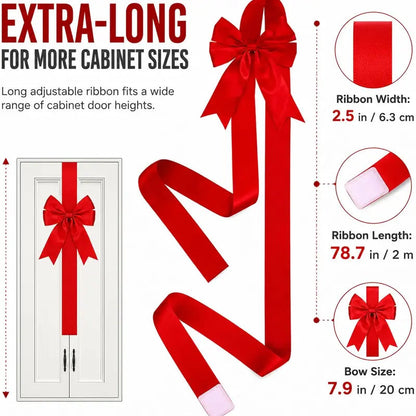 Red Christmas Cabinet Ribbons Bows for Kitchen Large Christmas Door Ribbon Cabinet Bows Locker 🎀🎄
